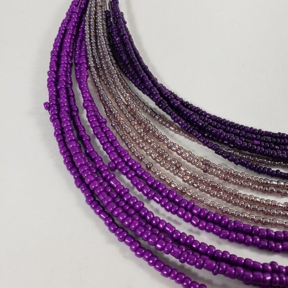 MIXIT Layered Beaded Necklace 20" Luxe Purple, Silver Festival Statement Jewelry - Picture 10 of 11